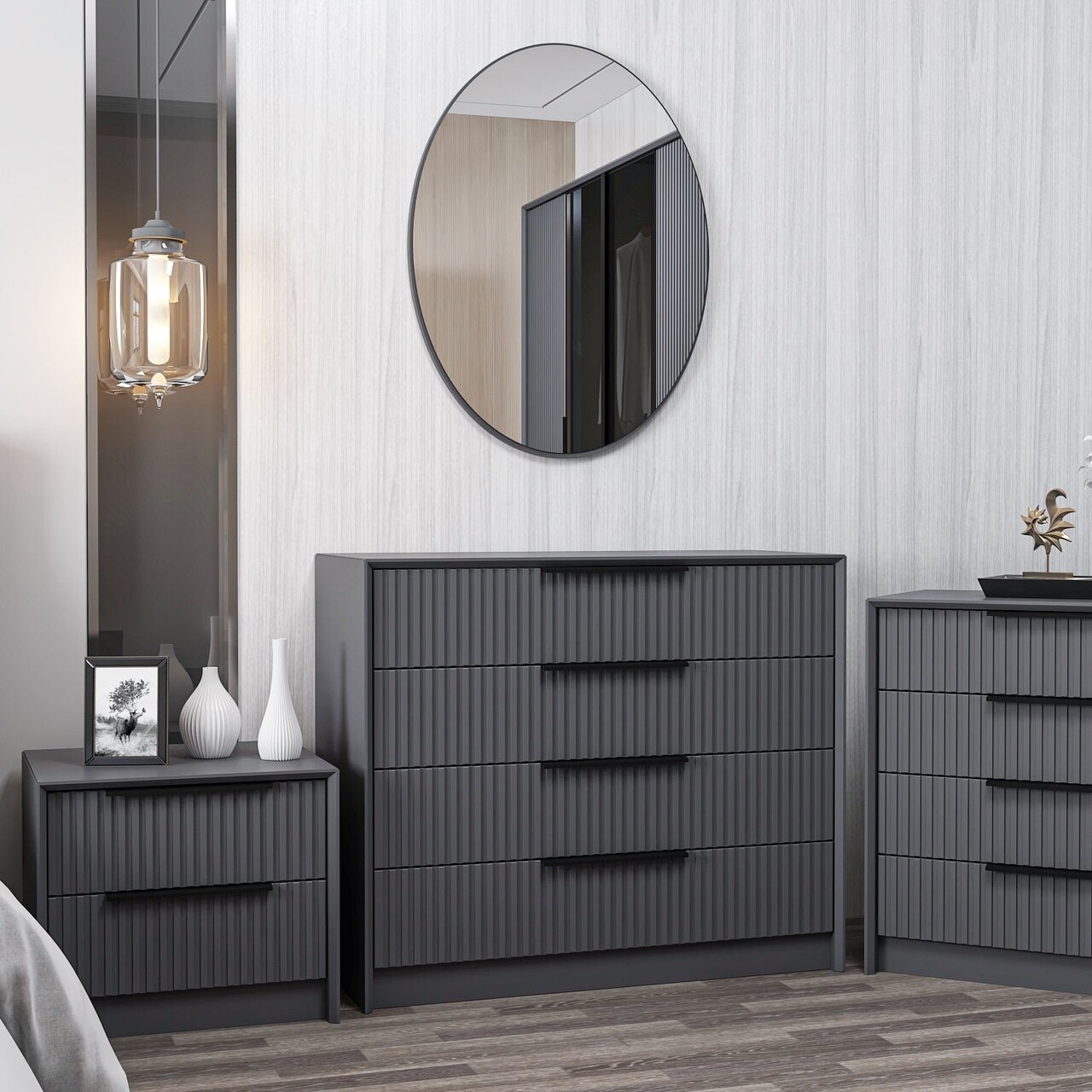 Dulap, Hanah Home, Kale Luxe, 100x85x45 cm, Antracit - imagine 7
